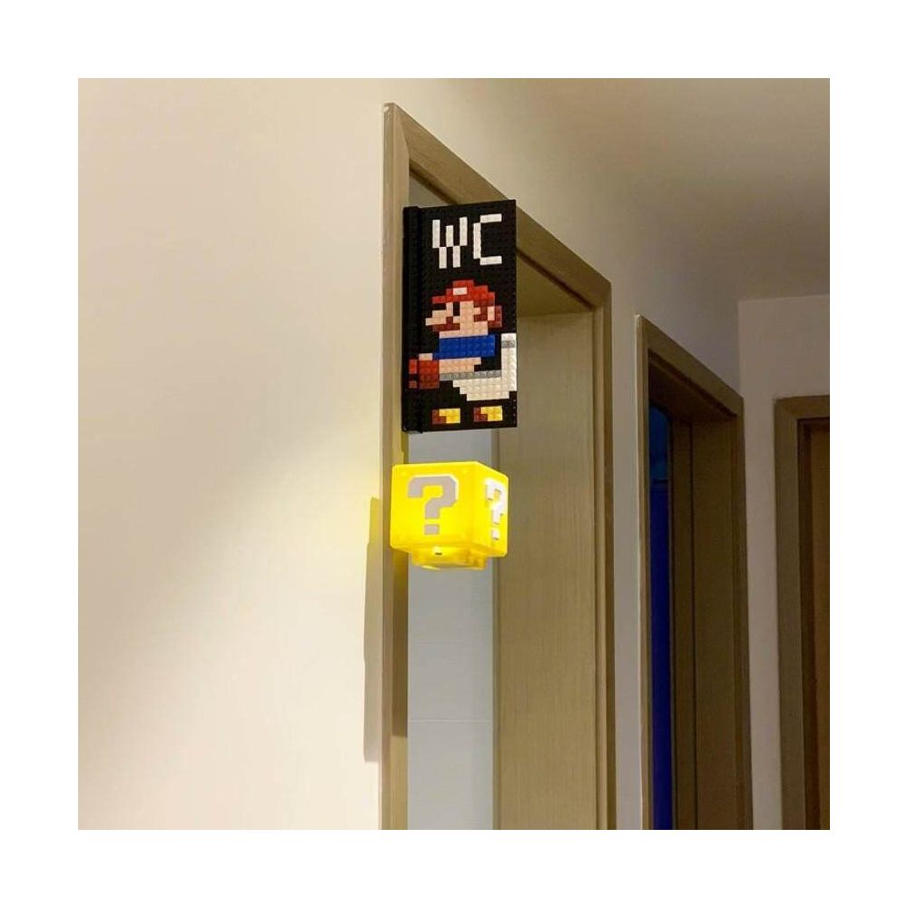 Mario toilet sign Super Mario question mark light decoration WC restroom building block assembly image 0