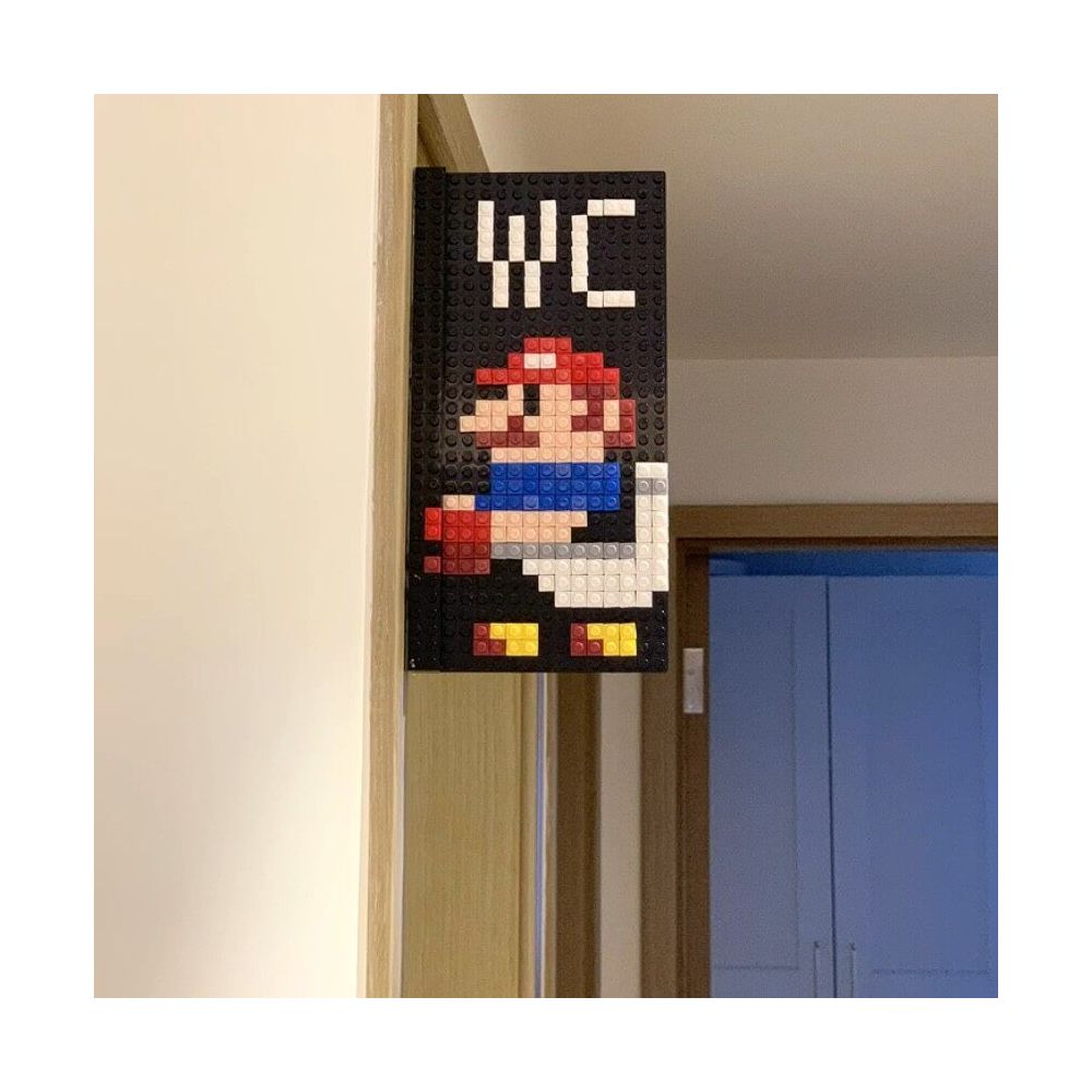 Mario toilet sign Super Mario question mark light decoration WC restroom building block assembly image 1
