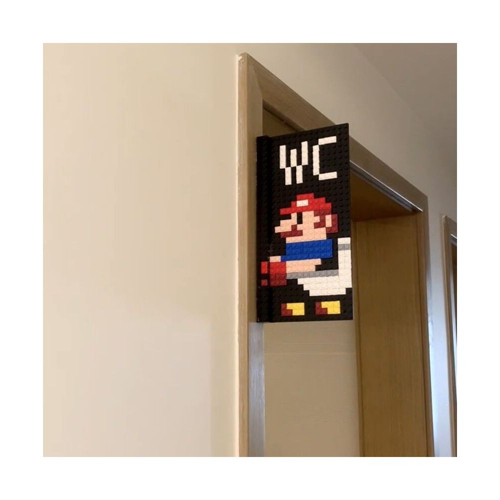 Mario toilet sign Super Mario question mark light decoration WC restroom building block assembly image 3