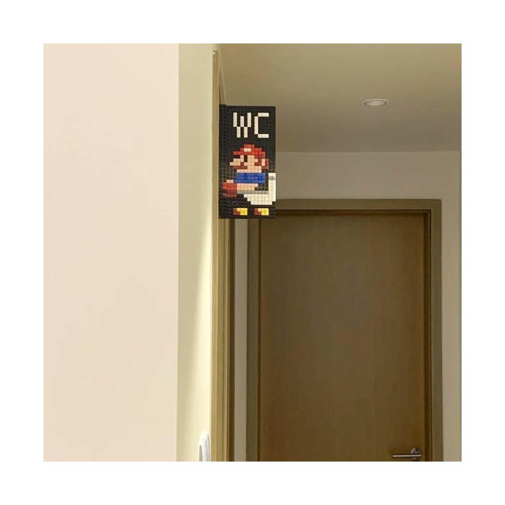 Mario toilet sign Super Mario question mark light decoration WC restroom building block assembly image 4