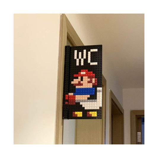 Mario toilet sign Super Mario question mark light decoration WC restroom building block assembly